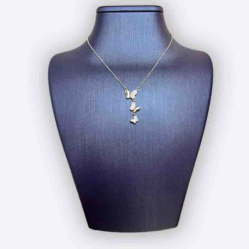 Silver Butterfly Drop Necklace
