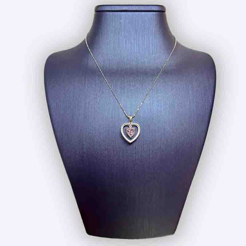 Silver Heart Necklace with Purple Stone