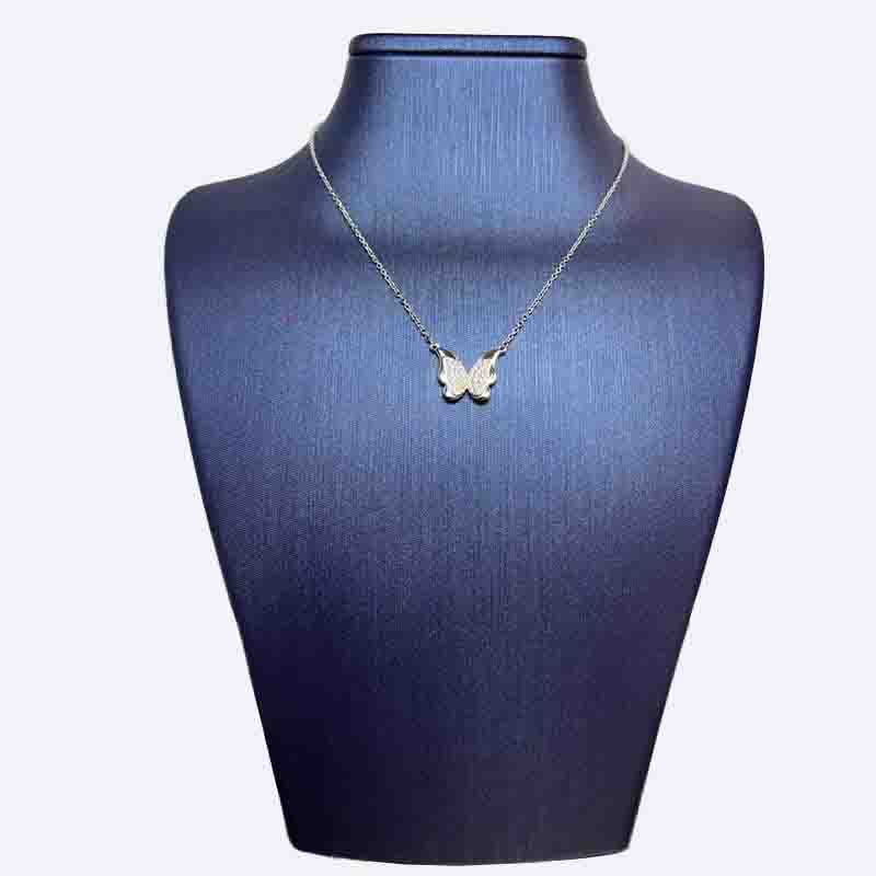 Silver Butterfly Necklace with Clear Stones