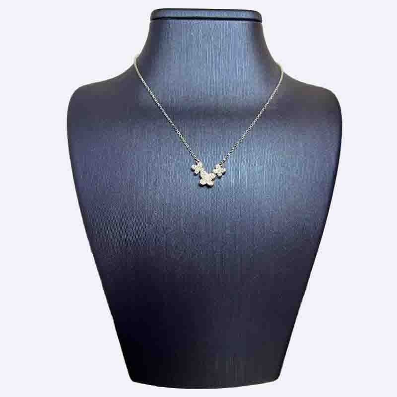 Silver Floral Necklace with Clear Stones