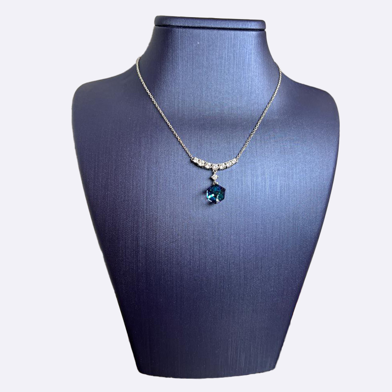 Ocean Blue Crystal Pendant Necklace