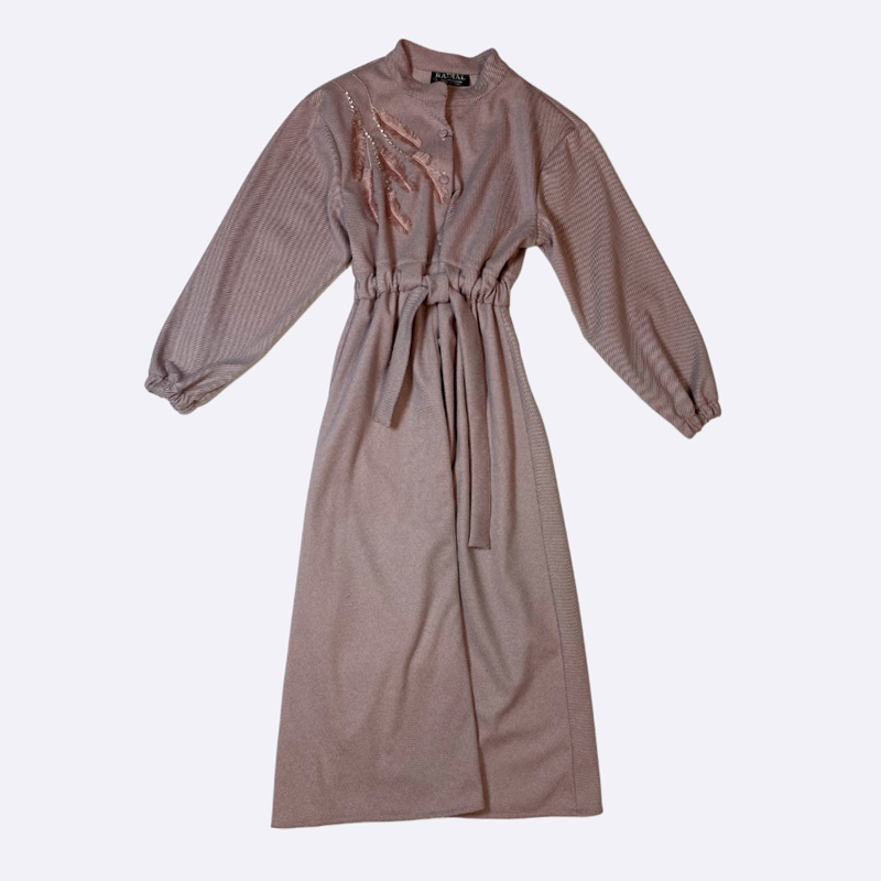 Women's Knit Maxi Dress with Feather Detailing