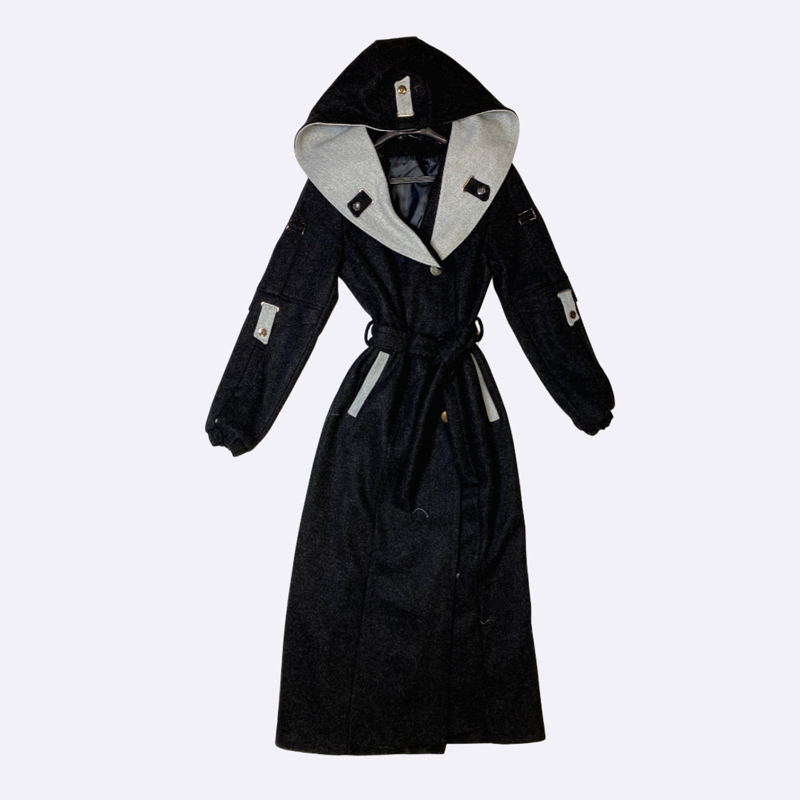 Women's Long Hooded Wool Coat