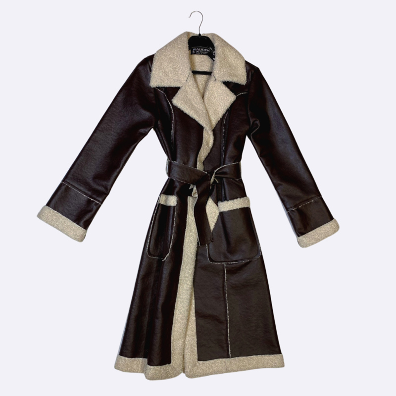 Women's Faux Leather and Shearling Coat