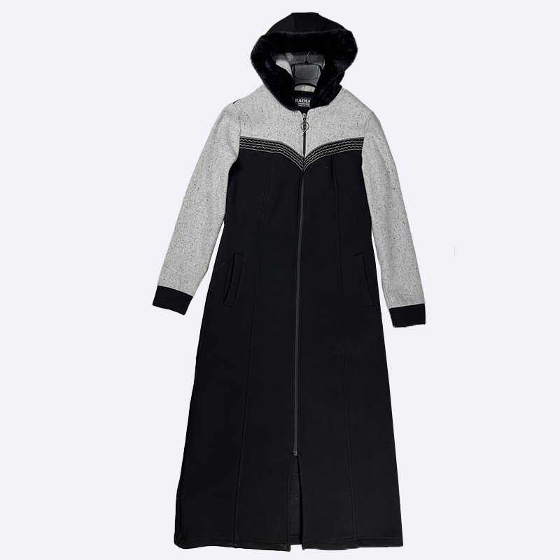 Radka Two-Tone Maxi Coat with Faux Fur Hood