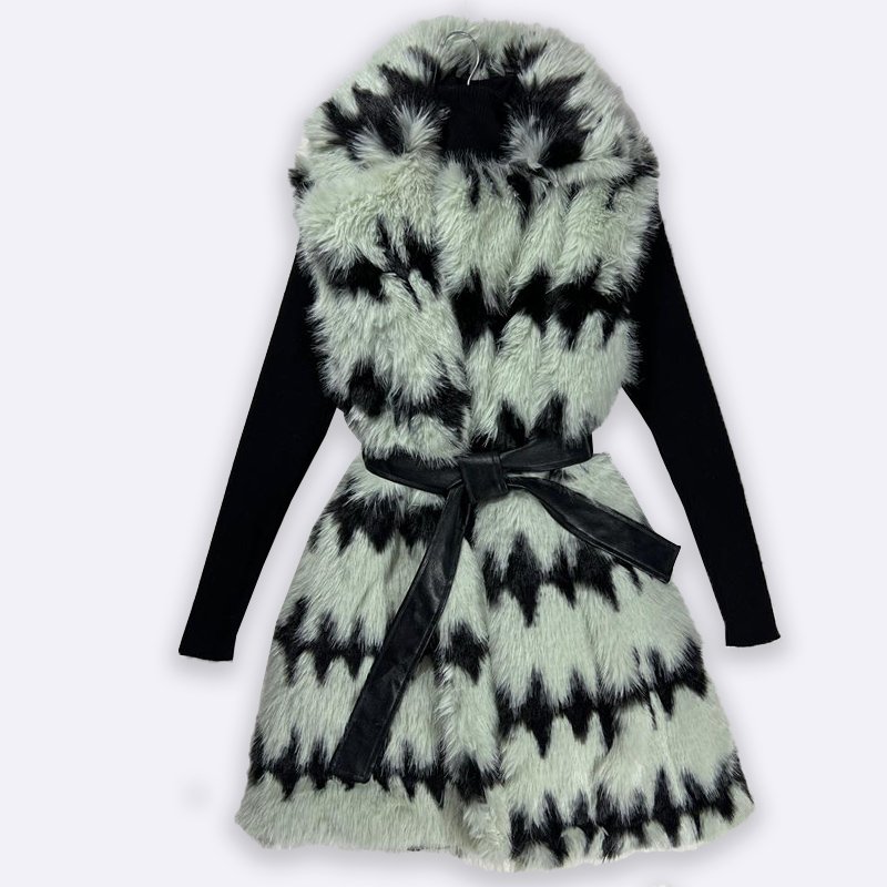 Winter Chic Faux Fur Vest Dress Set