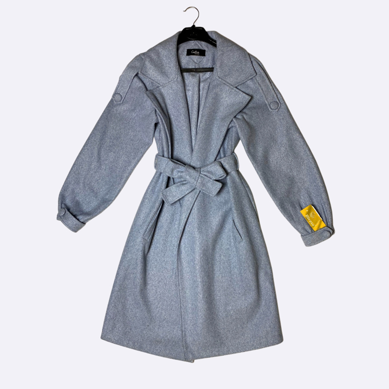 Women's Hooded Wrap Coat with Gathered Sleeves