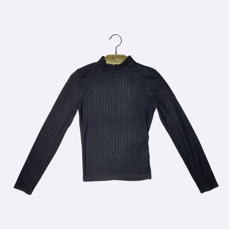 Women's Ribbed High-Neck Long-Sleeve Top