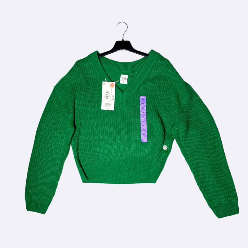 SINSAY Cropped V-Neck Knit Sweater