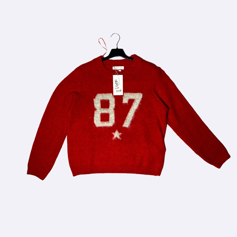 Women's Knit Sweater with Number Print