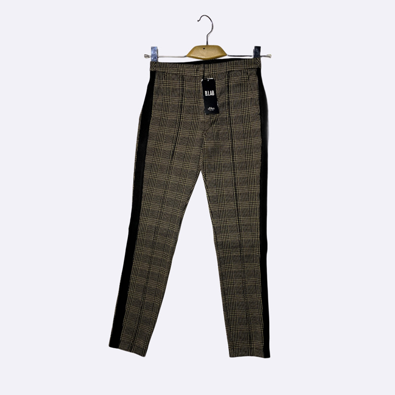 Women's Plaid Formal Trousers with Side Stripe