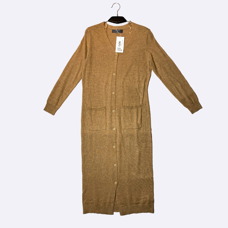 Long Knitted Button-Front Cardigan