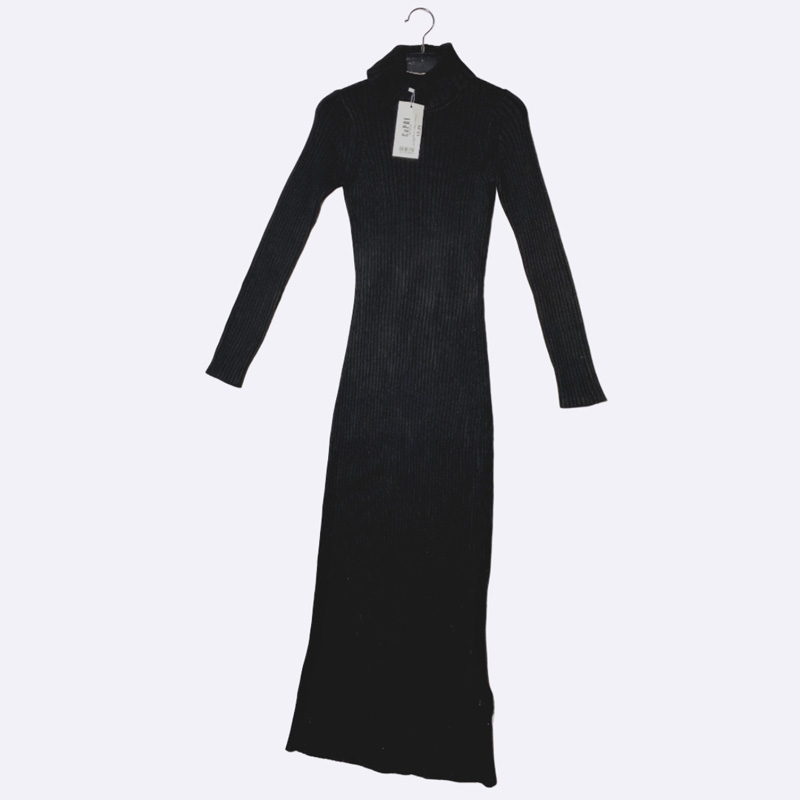 SHE IN Long Ribbed Knit Turtleneck Dress