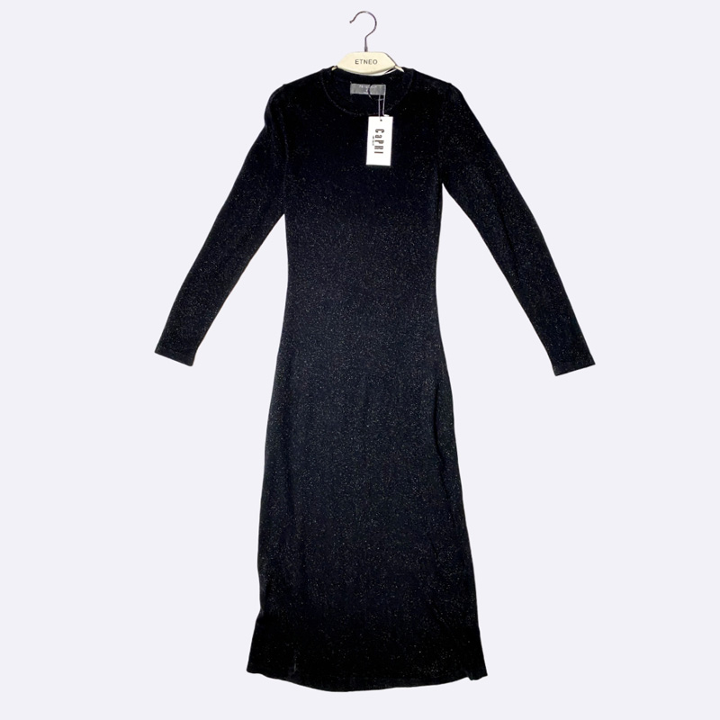 Long Sleeve Glitter Knit Midi Dress