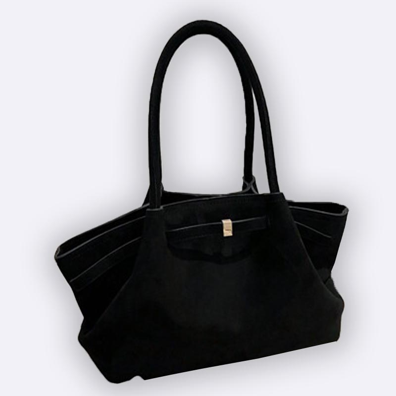 Elegant Black Suede Tote Bag