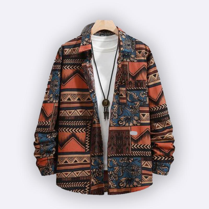 Boho Chic Print Button-Down Shirt