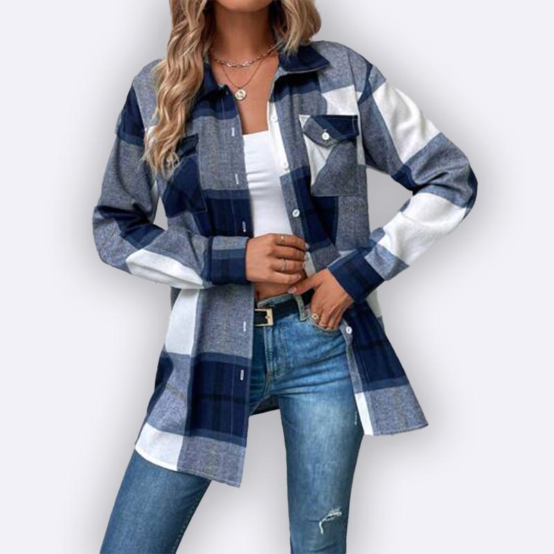 Plaid Patchwork Oversized Shirt Jacket