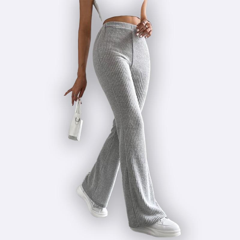 Ribbed Knit Flare Pants - Cozy Comfort