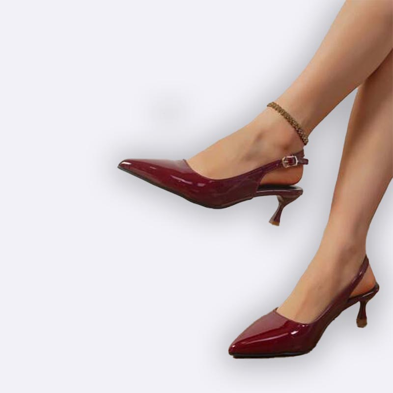 Burgundy Pointed Slingback Heels