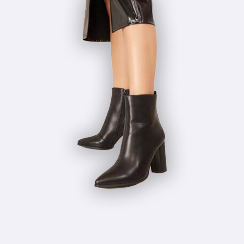 Sleek Black Leather Ankle Boots