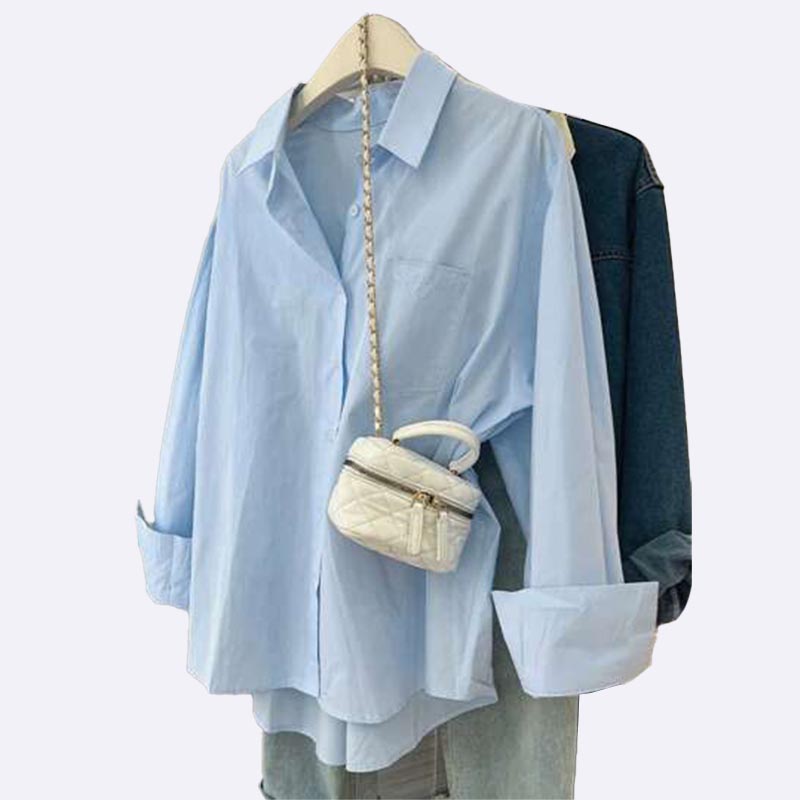 Sky Blue Oversized Shirt with Mini Vanity Bag