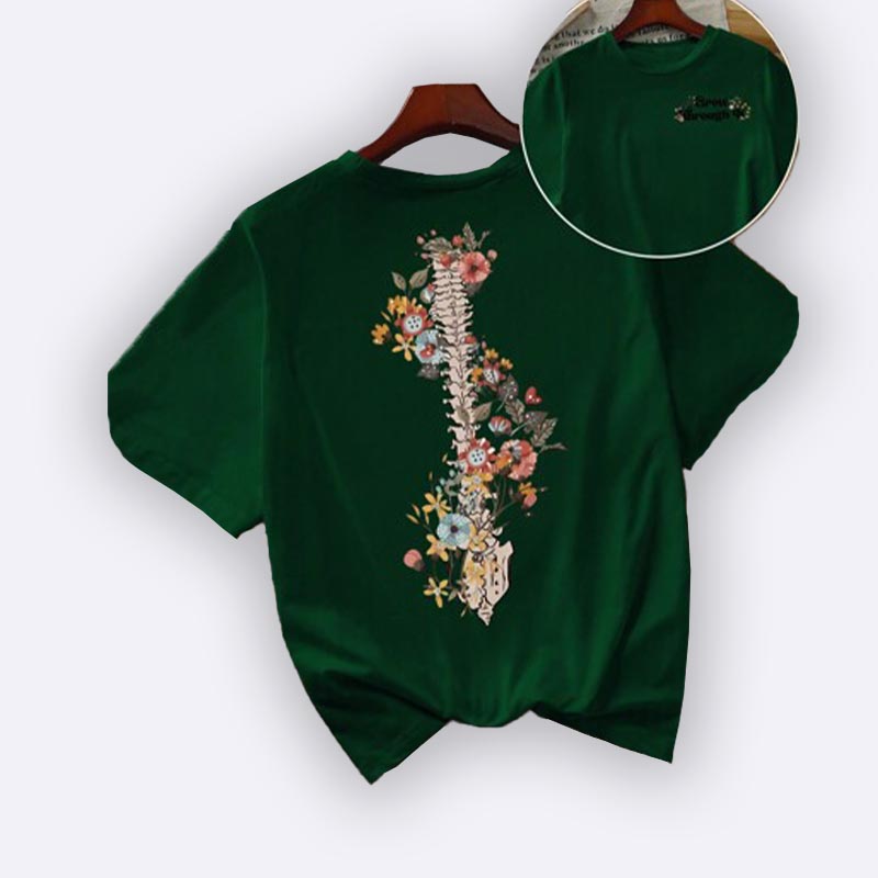 Botanical Spine Graphic Tee - Emerald Green
