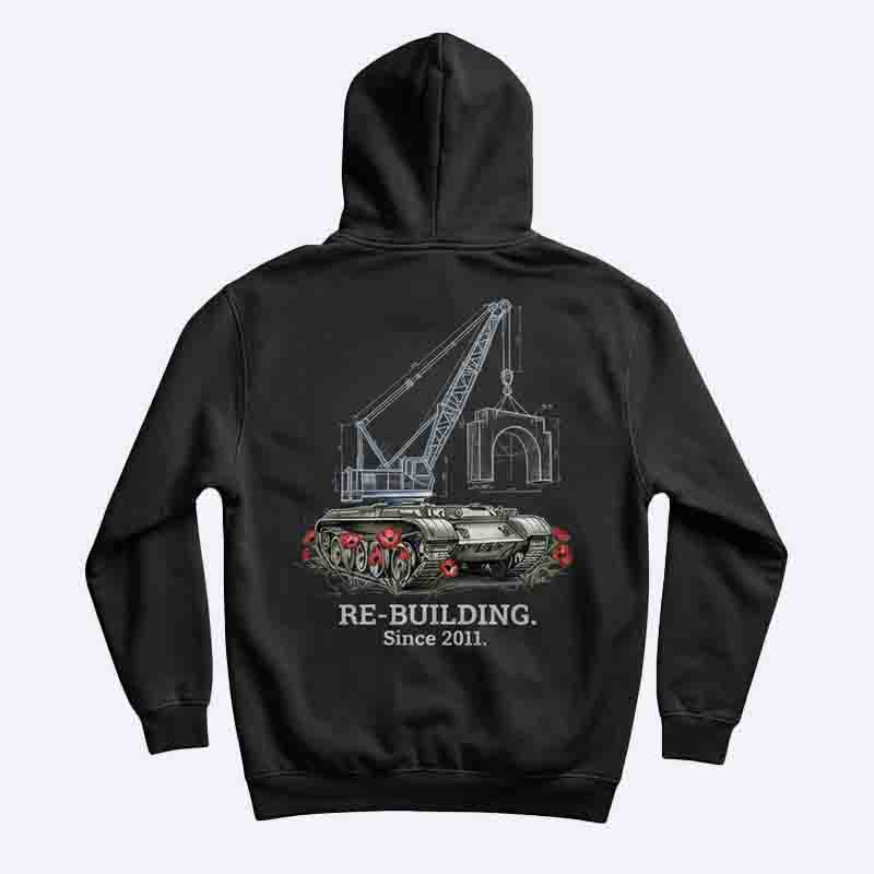 Syria Liberation Printed Hoodie – “Re-Building Since 2011”