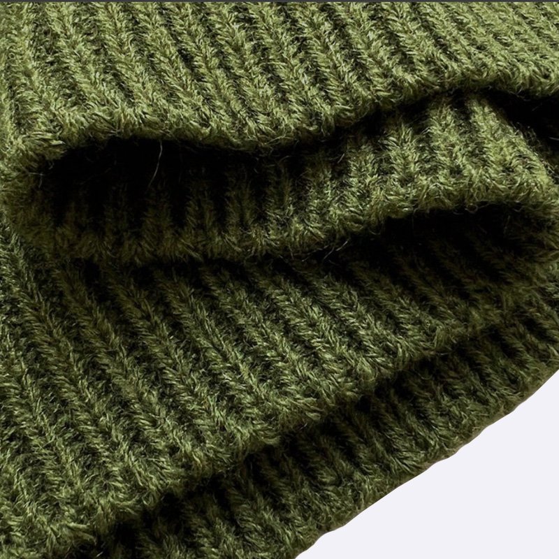 Olive Green Geometric Knit Sweater