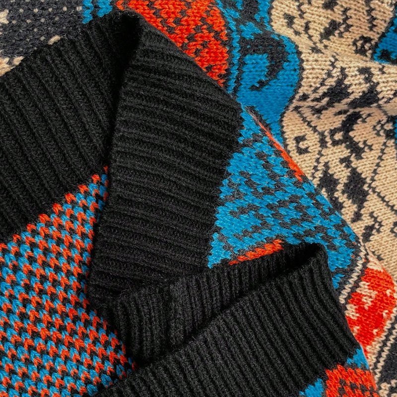 Retro Pattern Knit Sweater