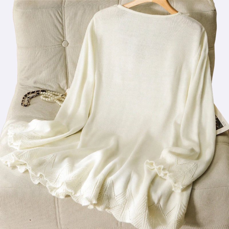 Floral Trim Knit Tunic Top