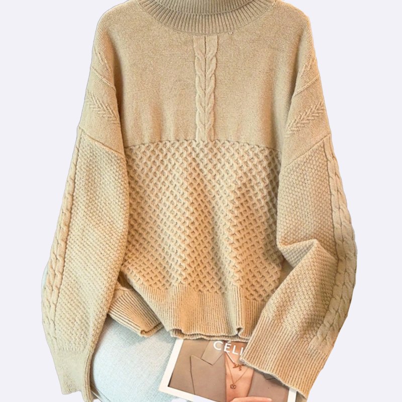 Textured Knit Mock Neck Sweater
