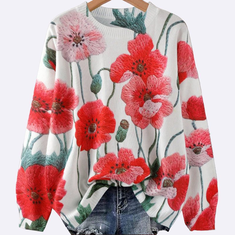 Floral Bloom Crew Neck Sweater