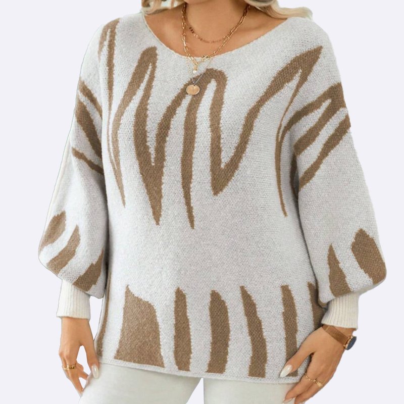 Abstract Print Knit Sweater Top