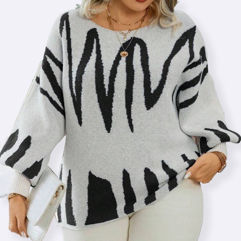 Abstract Print Oversized Sweater