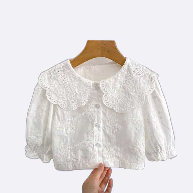 Embroidered Peter Pan Collar Blouse for Girls