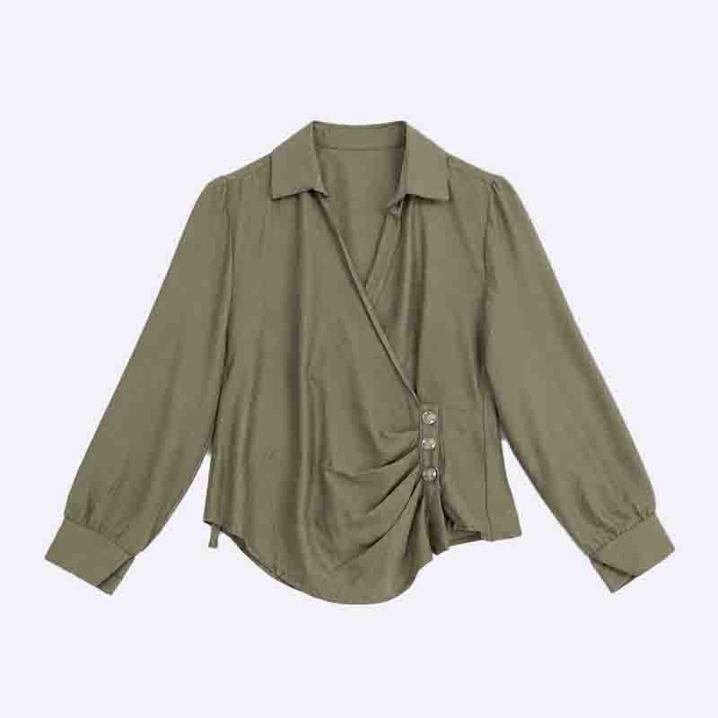 Wrap Button Detail Blouse