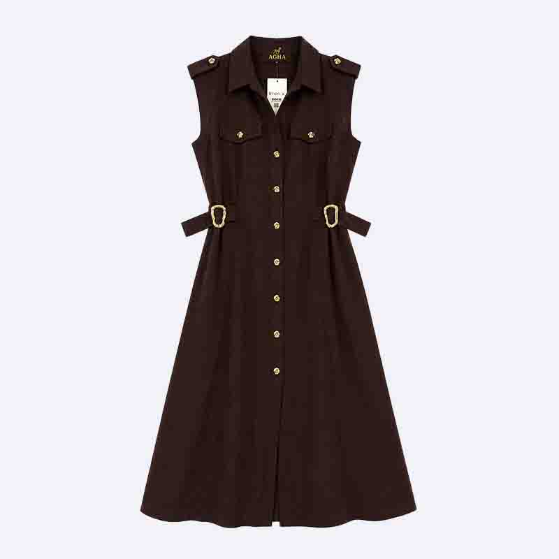 Sleeveless Buttoned Dress