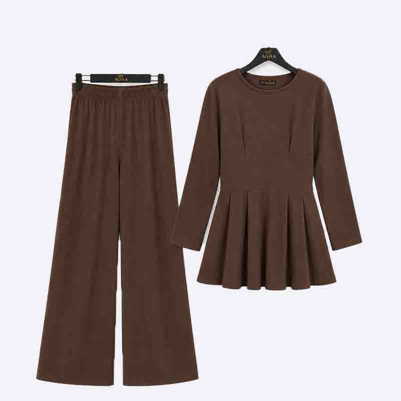 Peplum Top & Wide Leg Pants Set