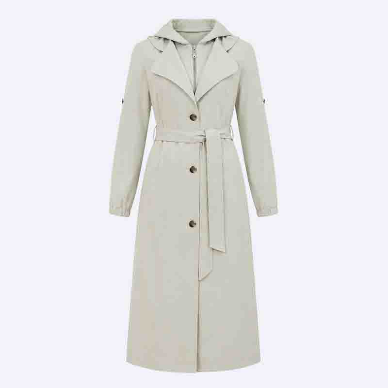 Women’s Summer Linen Trench Coat with Hood