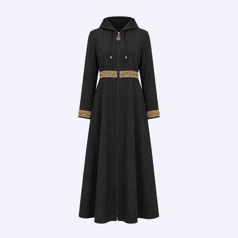 Women’s Embroidered Prada Fabric Abaya with Hood