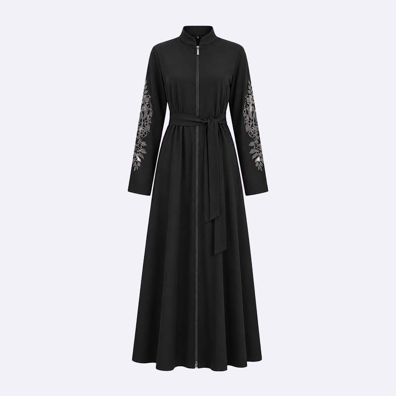 Women’s Prada Fabric Abaya with Handcrafted Strass Details
