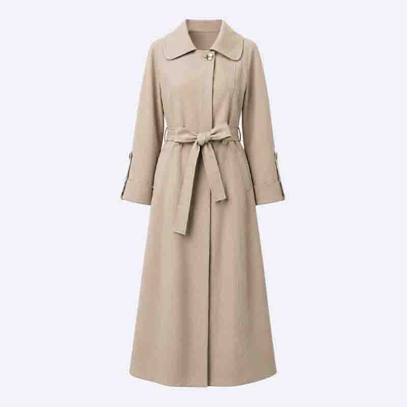Elegant Summer Long Coat with Belted Waist