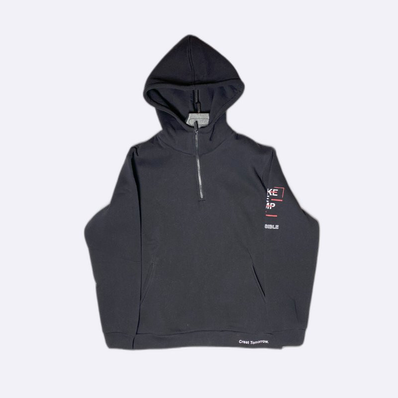 Men's Half-Zip Hoodie with Slogan